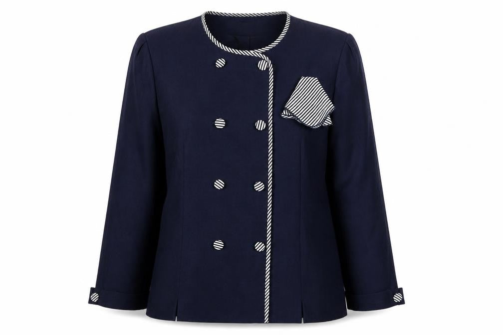 Hardob Women's Blue Double-Breasted Blazer, Size 14