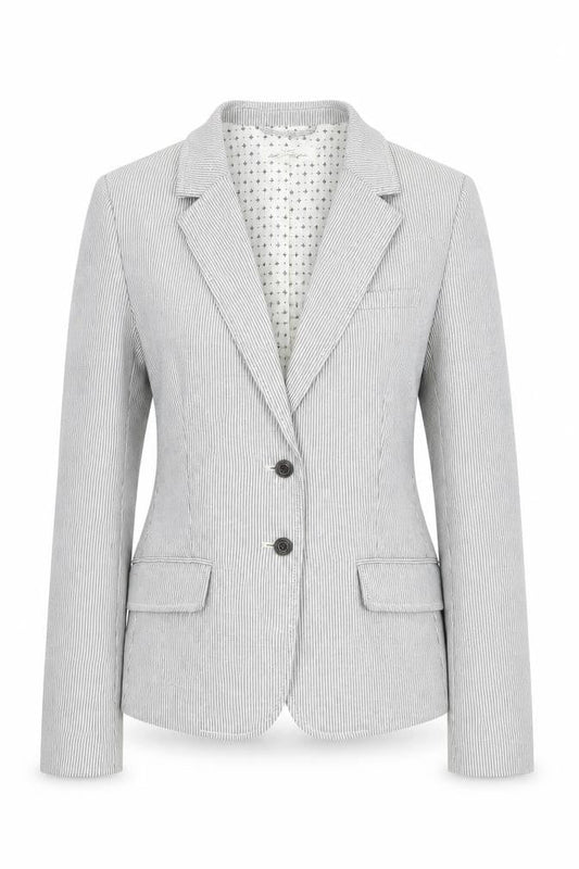 H&M Women's Grey Pinstripe Blazer, Size 8, Regular