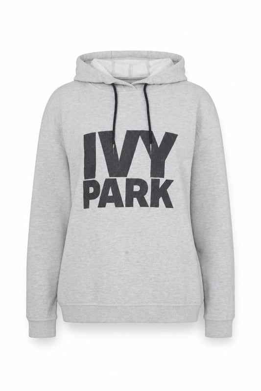 Front view of Ivy Park Women's Grey Pullover Hoodie M