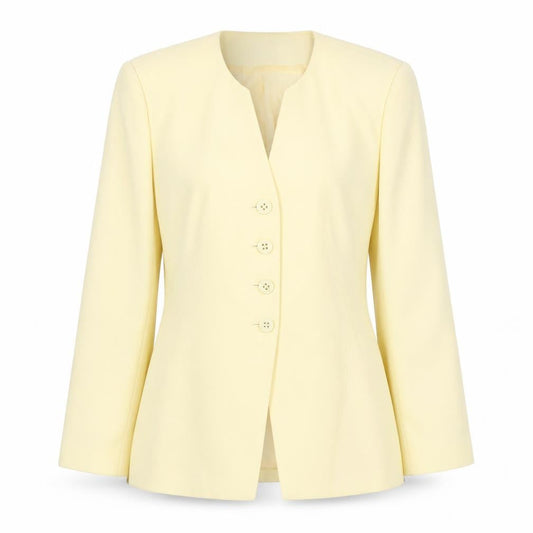 Frank Usher Women's Yellow Blazer Size 14, Lined, Classic