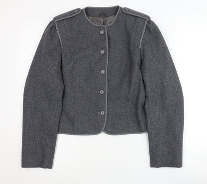 Additional front view of C&A Women's Grey Blazer, size 12, Wool Blend, Five-Button