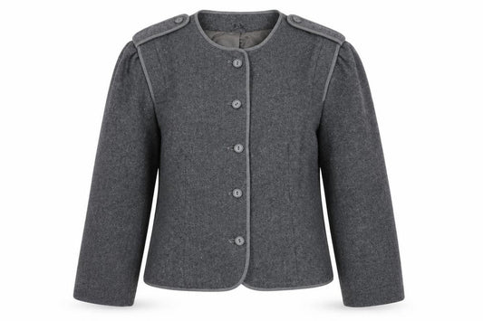 C&A Women's Grey Blazer, Size 12, Wool Blend, Five-Button