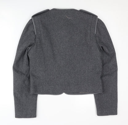 Back view of C&A Women's Grey Blazer, size 12, Wool Blend, Five-Button