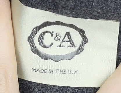 Close-up detail of C&A Women's Grey Blazer, size 12, Wool Blend, Five-Button