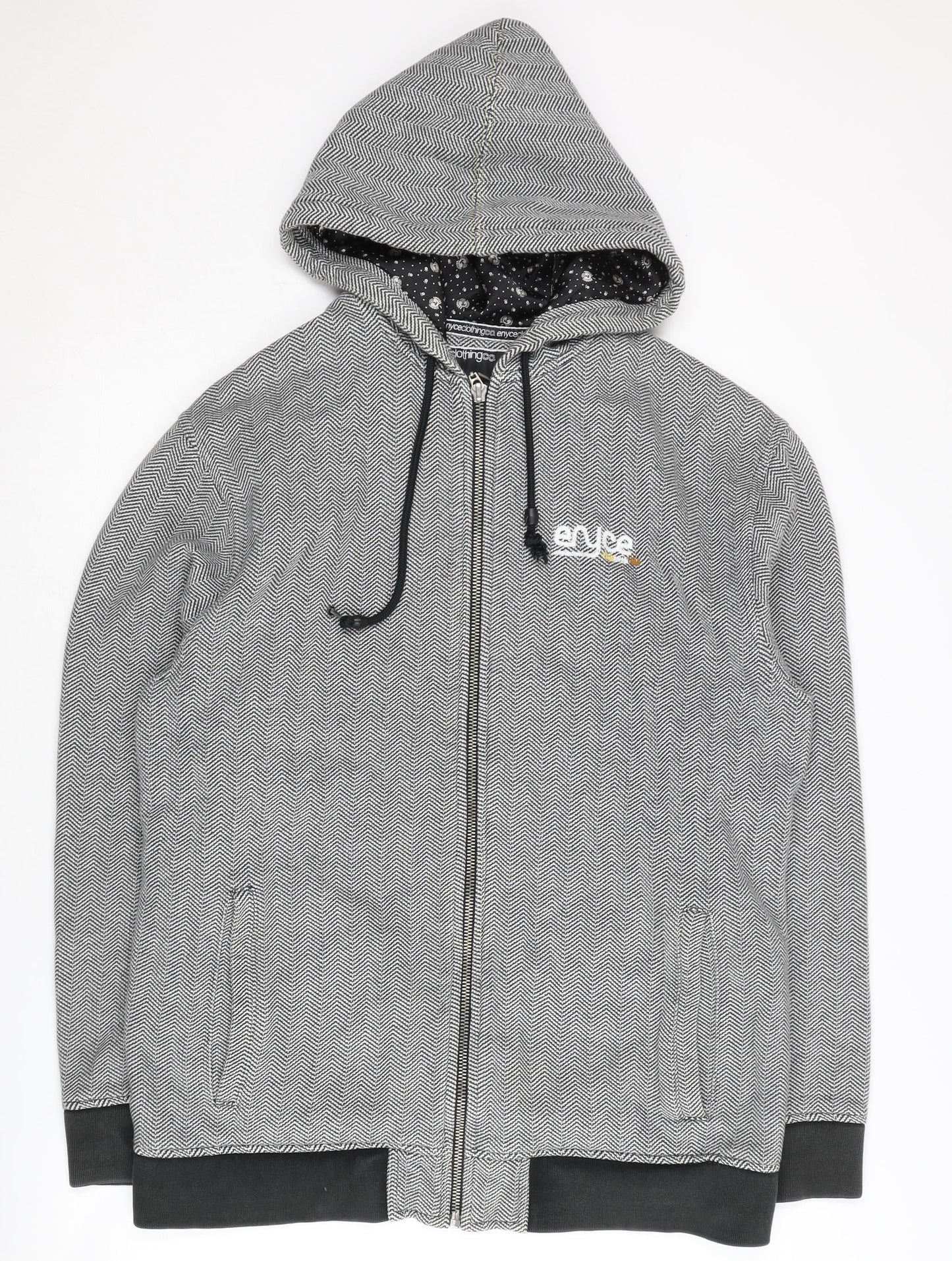 Enyce Men's Black Herringbone Hoodie Jacket L