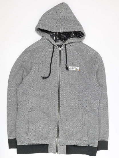 Enyce Men's Black Herringbone Hoodie Jacket L