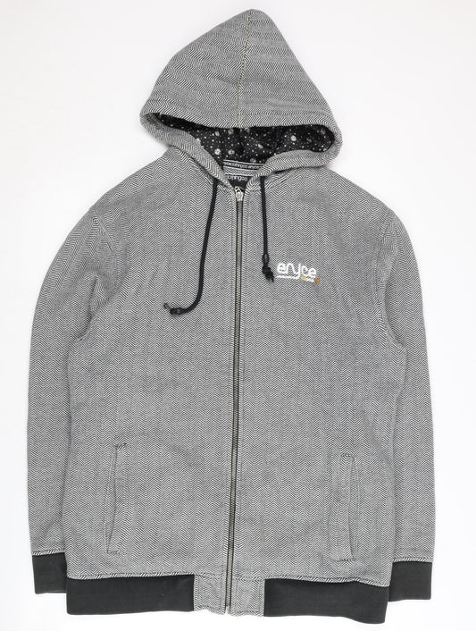 Enyce Men's Black Herringbone Hoodie Jacket L