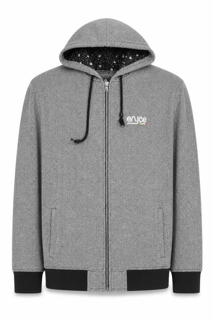 Enyce Men's Black Herringbone Hoodie Jacket L