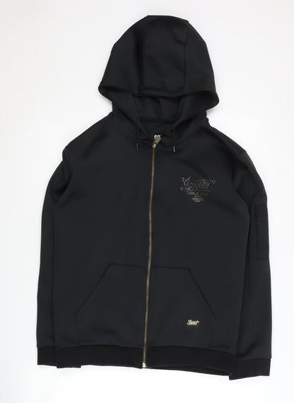 Additional front view of Sonneti boys’ black full zip hoodie 13-15 years