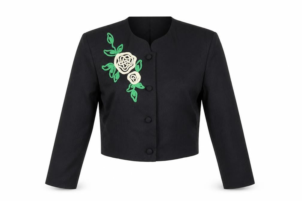 Parigi Soir Women's Black Embroidered Blouse Size 8