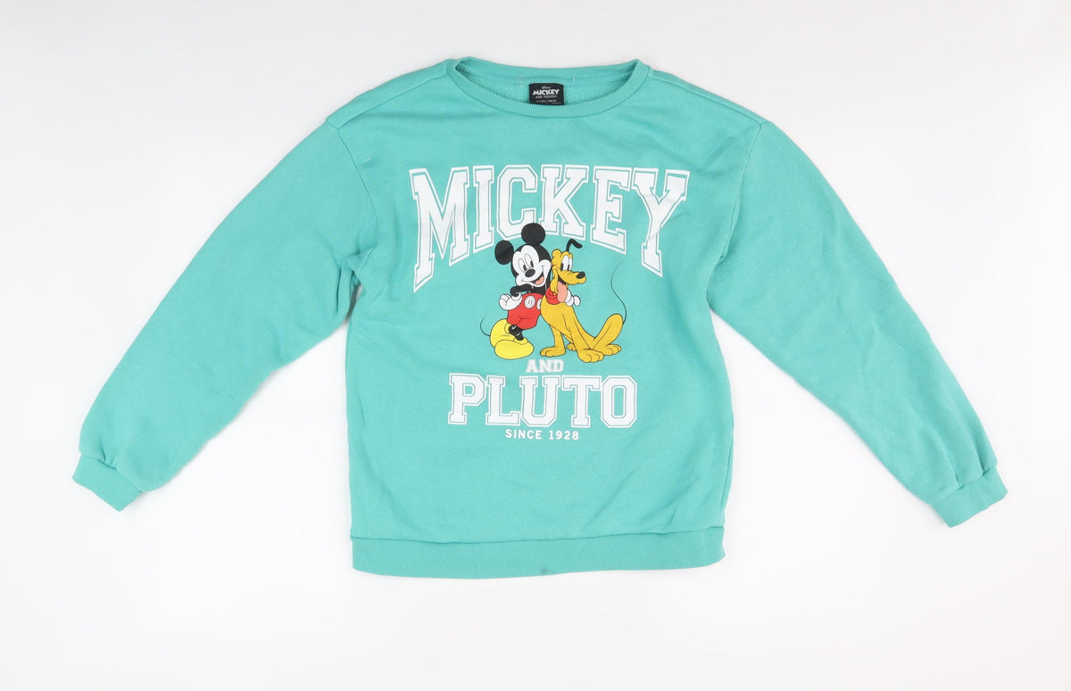 Disney Girls Blue Sweatshirt 12-13 Years Mickey & Pluto Pullover