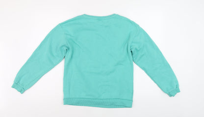 Back view of Disney girls’ blue sweatshirt 12-13 years mickey & pluto pullover
