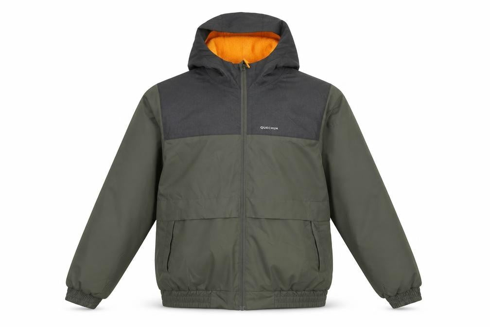 Decathlon Boys Green Puffer Jacket 12-13 Hooded Mid-Length