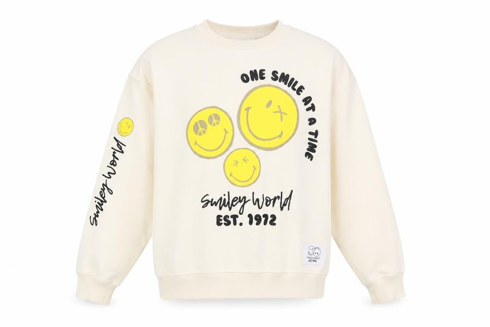 Smiley World Unisex Ivory Pullover Sweatshirt XS