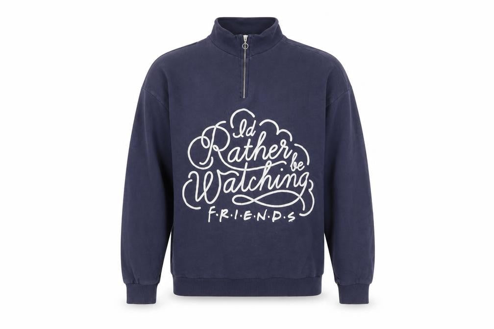 F.R.I.E.N.D.S Blue Unisex Sweatshirt, Size L, 1/4 Zip