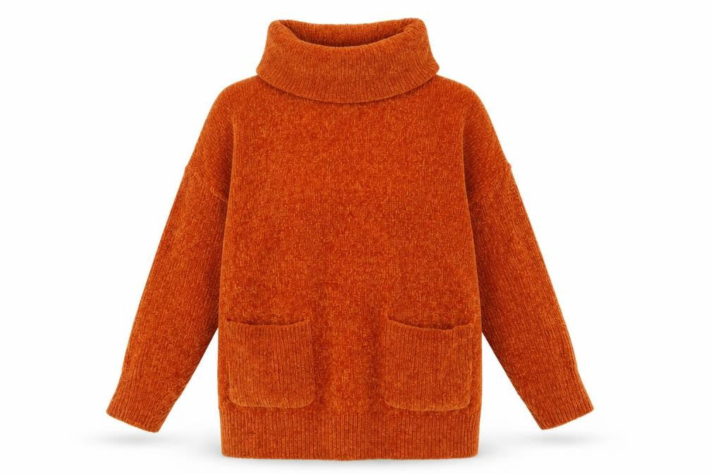 Klass Women's Orange Roll Neck Pullover Jumper, M