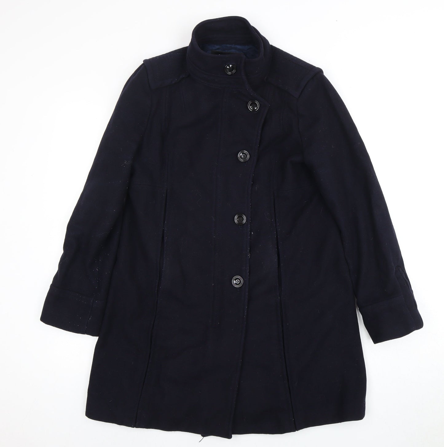 Zara Women's Black Wool Blend Overcoat Size 12