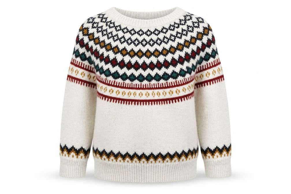 Gap Girls Ivory Fair Isle Pullover Jumper 2 Years