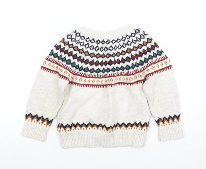 Gap Girls Ivory Fair Isle Pullover Jumper 2 Years