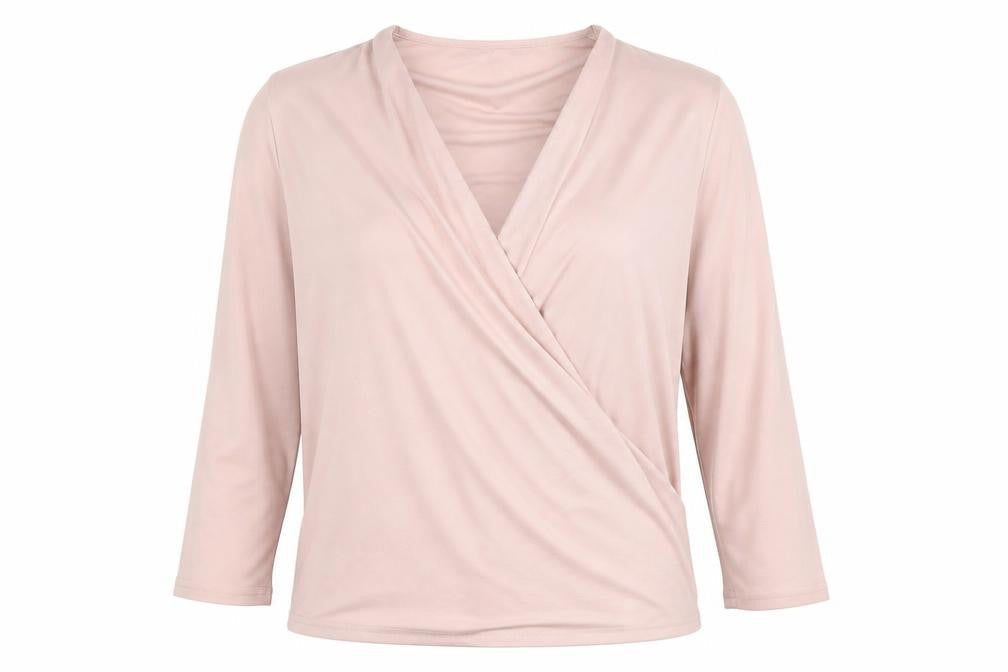Long Tall Sally Women's Pink Wrap Blouse, S, V-Neck