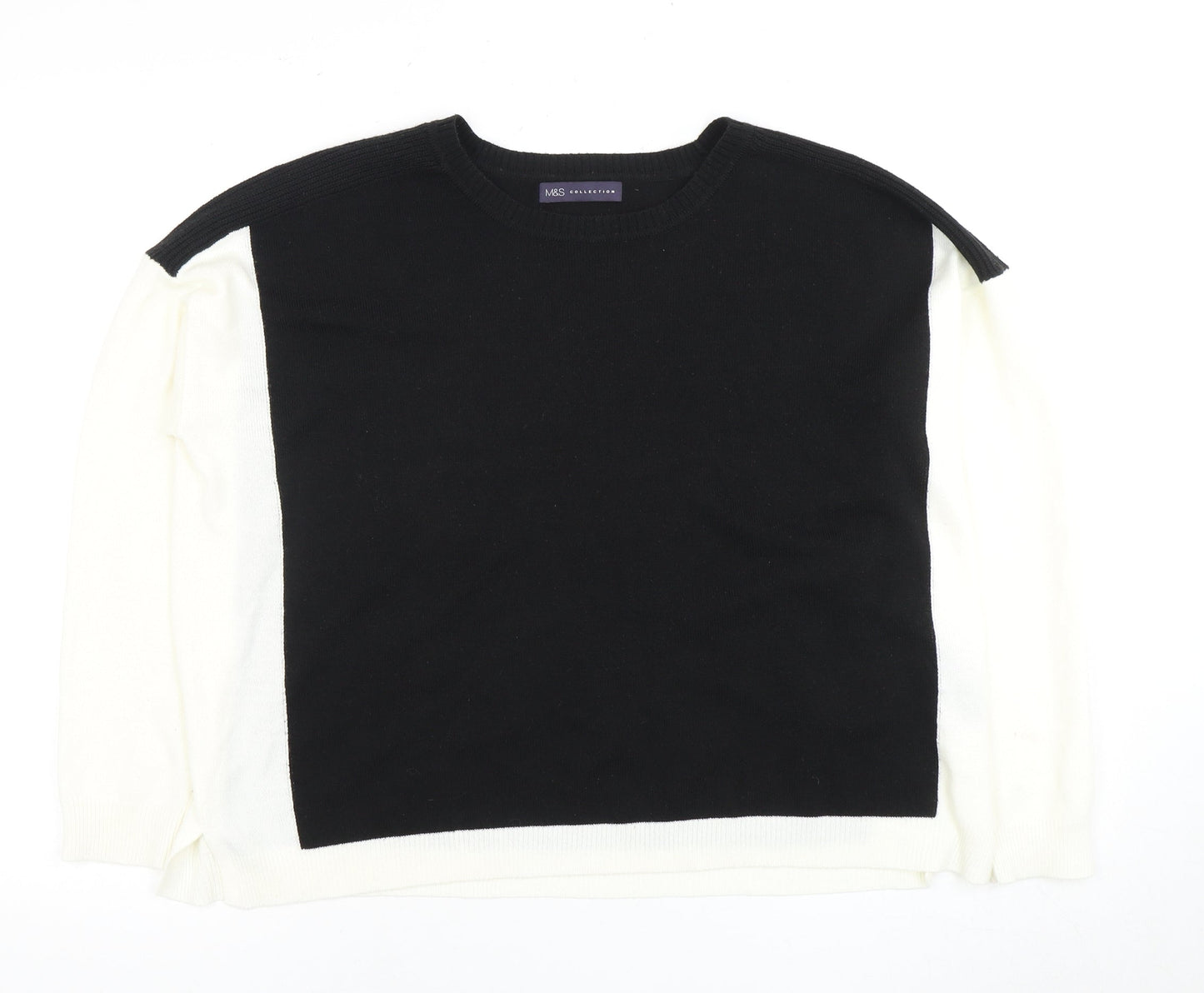 Marks and Spencer Women's Black and White Pullover Jumper Size 18