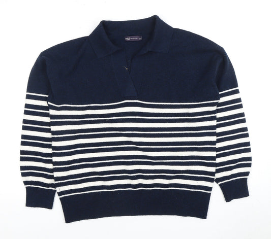 Marks and Spencer Women's Blue Striped Pullover Jumper