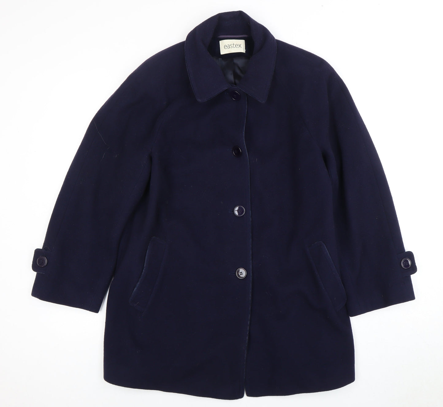 Eastex Women's Blue Velvet Wool Cashmere Mid-Length Coat