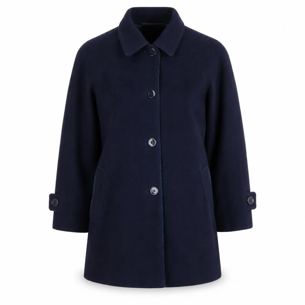 Eastex Women's Blue Velvet Wool Cashmere Mid-Length Coat