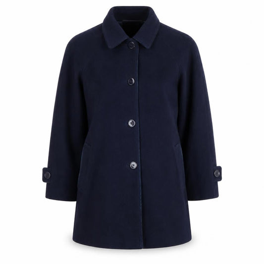 Eastex Women's Blue Velvet Wool Cashmere Mid-Length Coat
