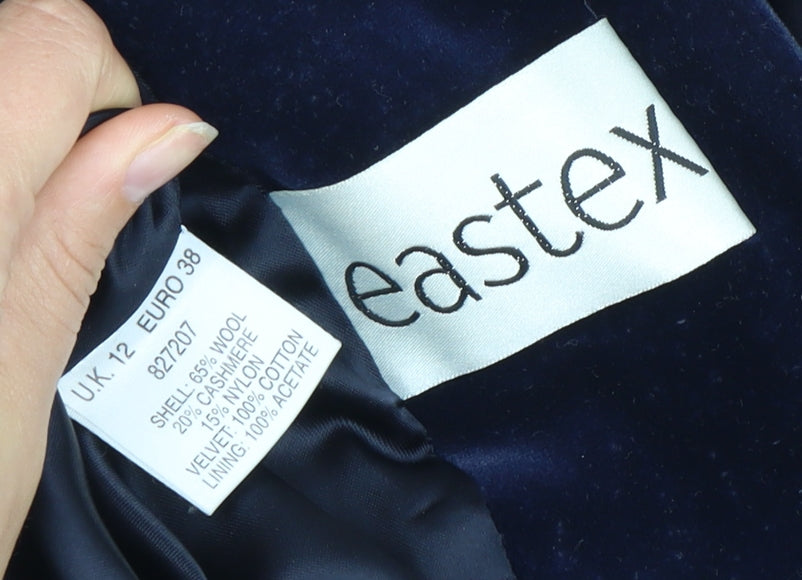 Eastex Women's Blue Velvet Wool Cashmere Mid-Length Coat