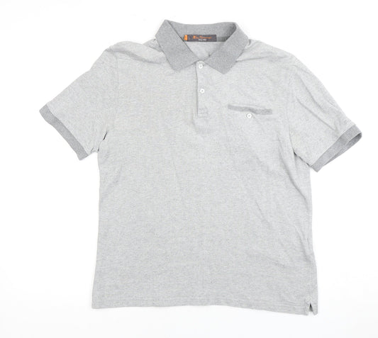 Ben Sherman Men's Grey Cotton Polo Shirt Size M