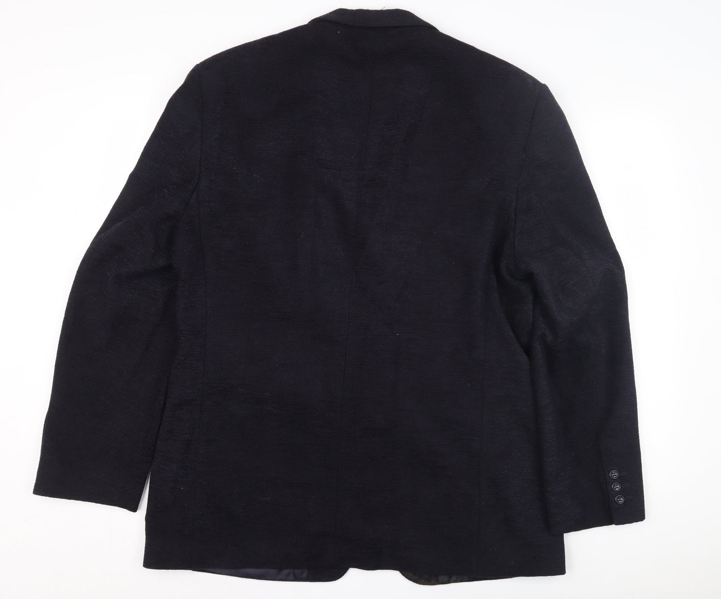 Pinstripe Black Men's Blazer 42 in Wool Single-Breasted