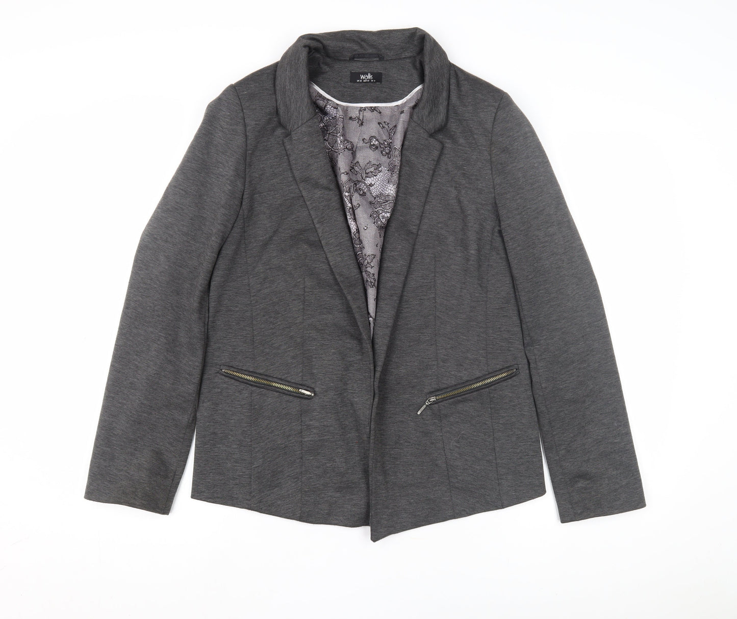 Wallis Women's Grey Blazer, Size 12, Classic Casual Look