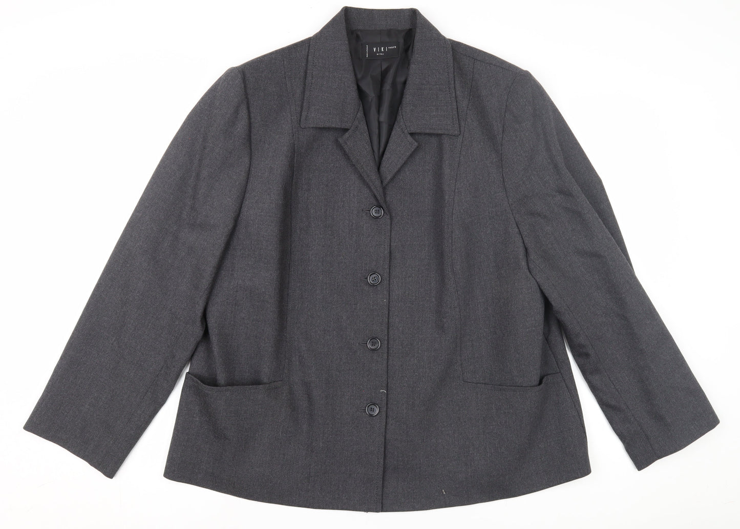 Women's Grey Wool Blazer, Size 18, Classic Business Jacket