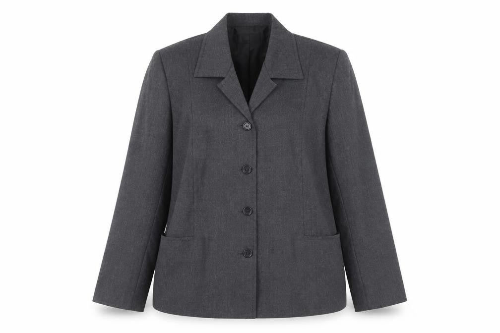 Women's Grey Wool Blazer, Size 18, Classic Business Jacket