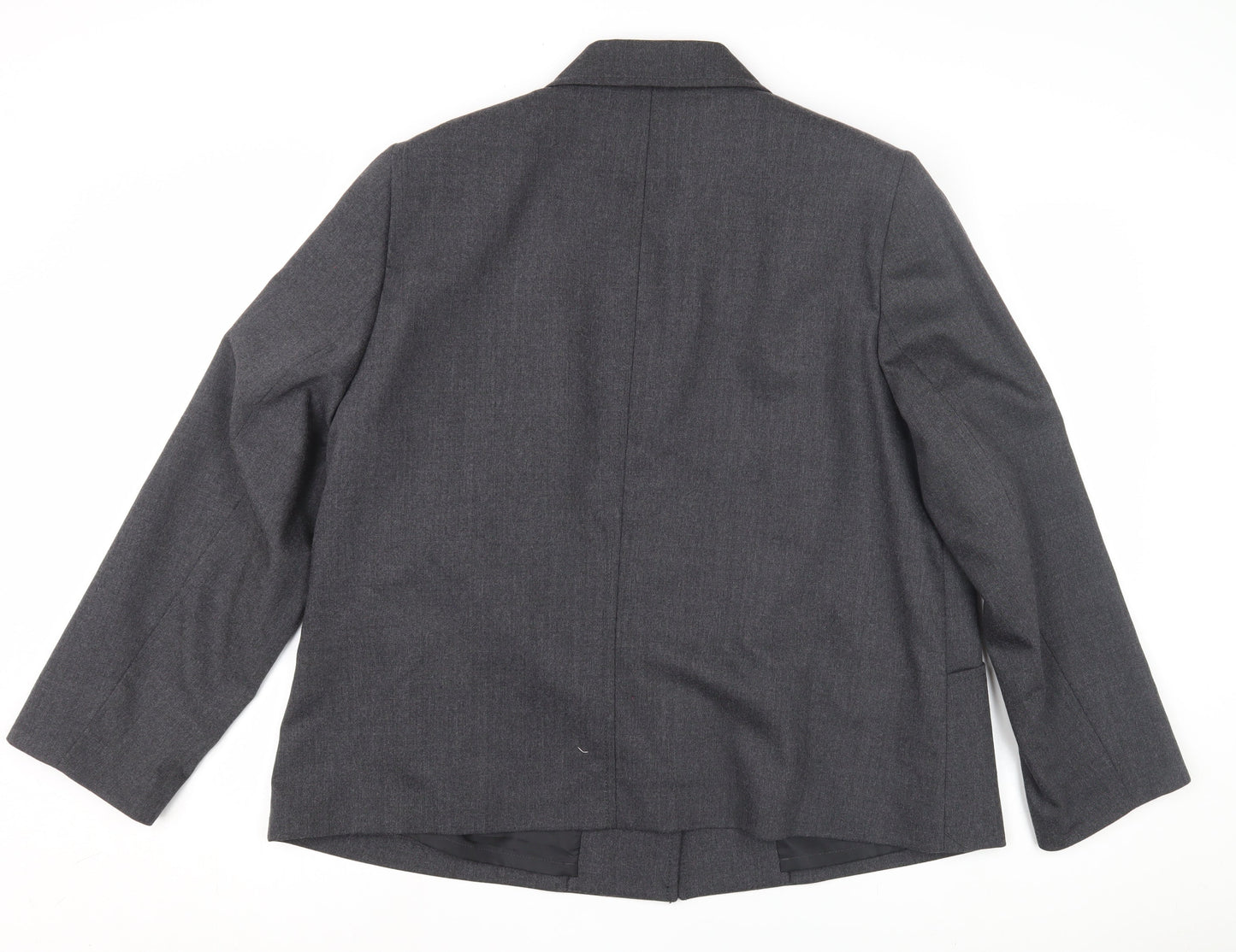 Women's Grey Wool Blazer, Size 18, Classic Business Jacket
