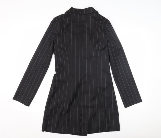 H&M Women's Black Striped Blazer Coat Size 10