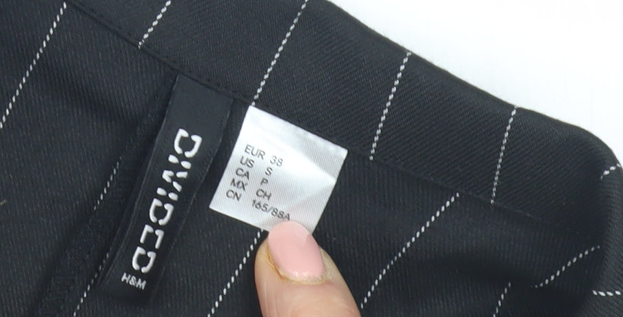 H&M Women's Black Striped Blazer Coat Size 10