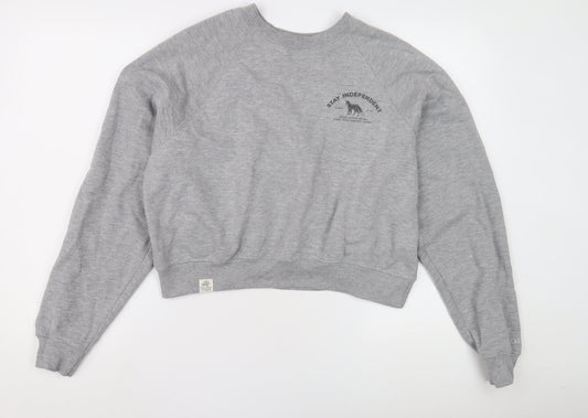 Pull&Bear Grey Unisex Crew Neck Sweatshirt Size 12