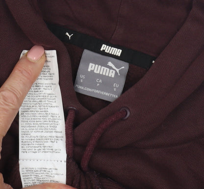 Close-up detail of Puma Men's Red Pullover Hoodie S with Logo