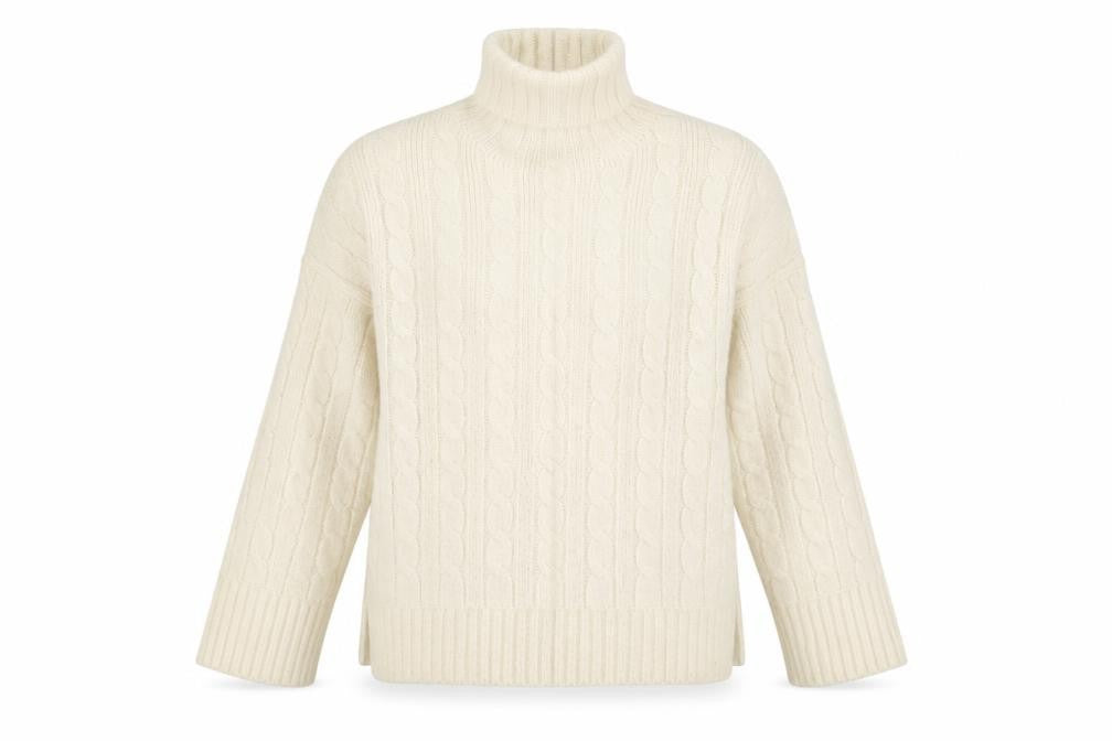 Abercrombie & Fitch Women's Ivory Cable-Knit Jumper S