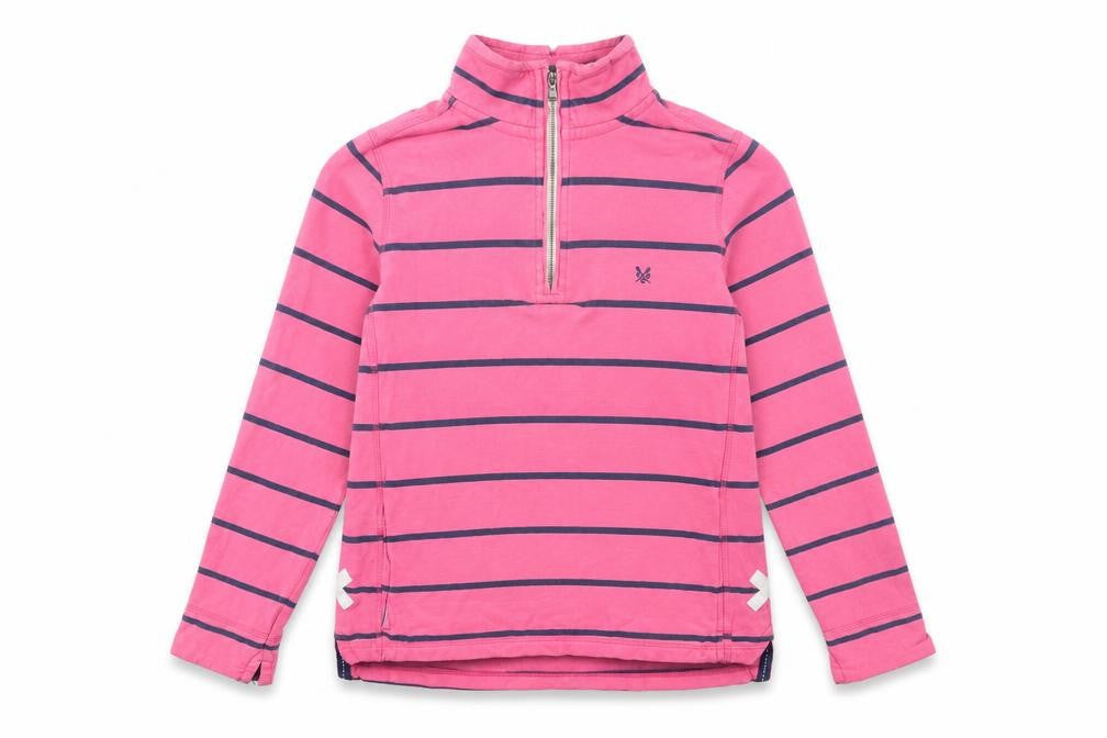Crew Clothing Co. Women's Pink Striped Pullover Sweatshirt