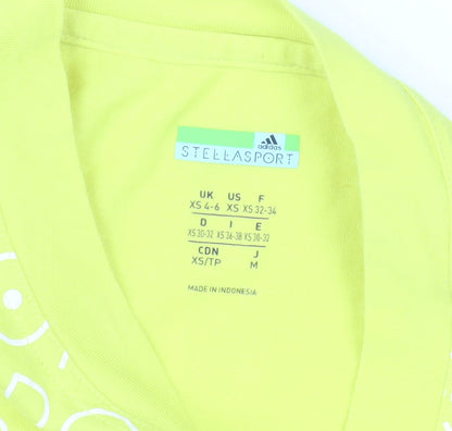 Close-up detail of Adidas Women's Yellow XS Basic T-Shirt