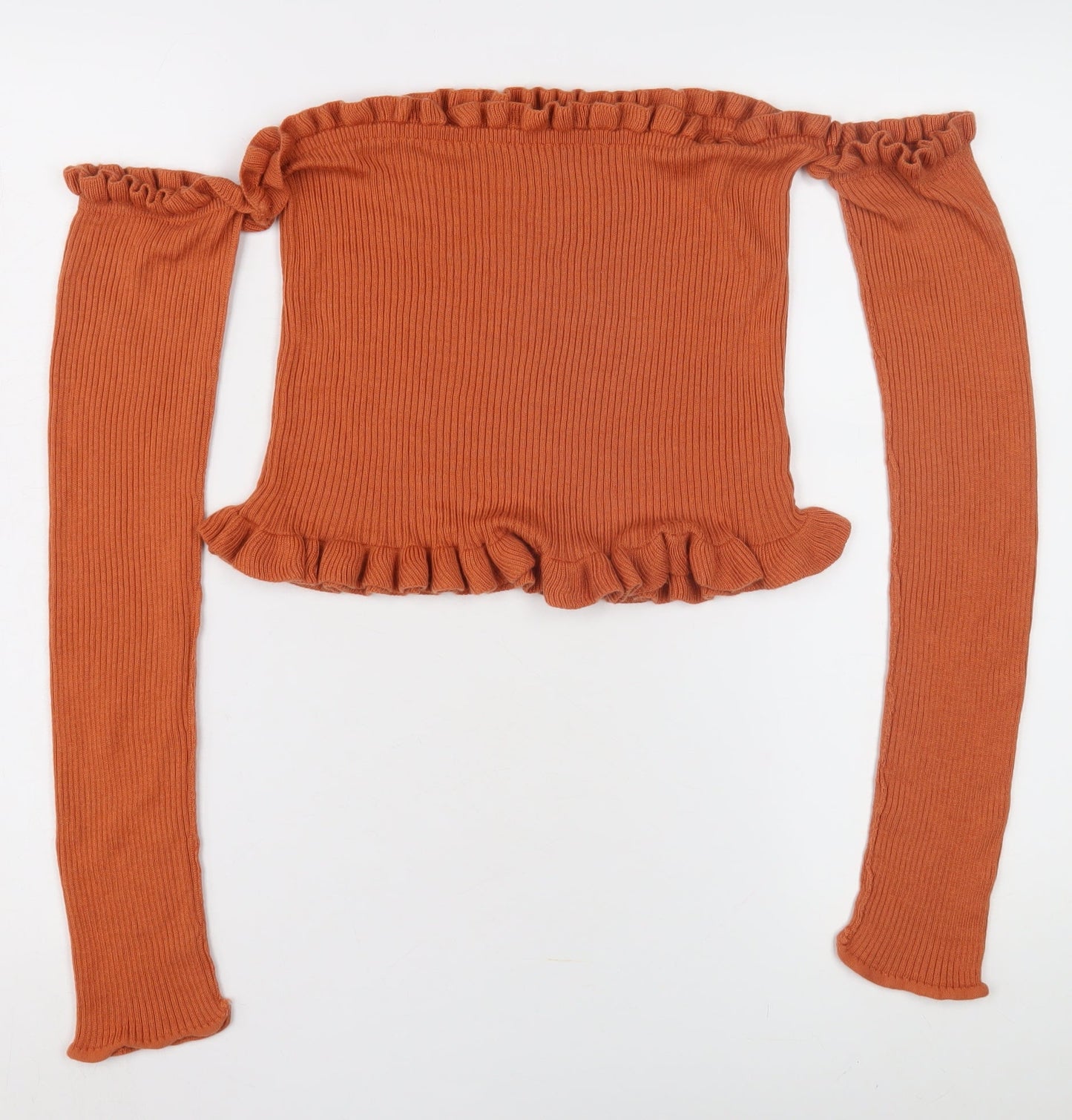 ASOS Women's Orange Pullover Jumper, Size 16, Ruffle Accents
