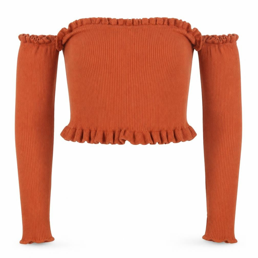 ASOS Women's Orange Pullover Jumper, Size 16, Ruffle Accents
