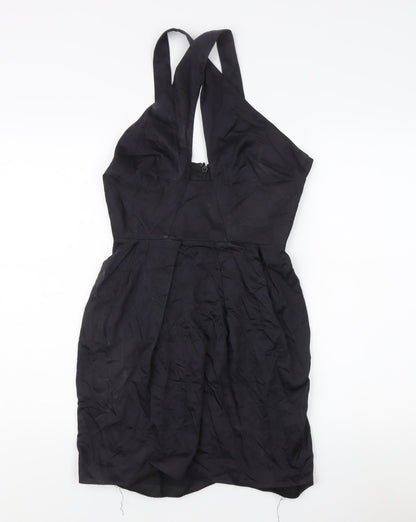Additional front view of French Connection Women's Black Halter Dress, size 8