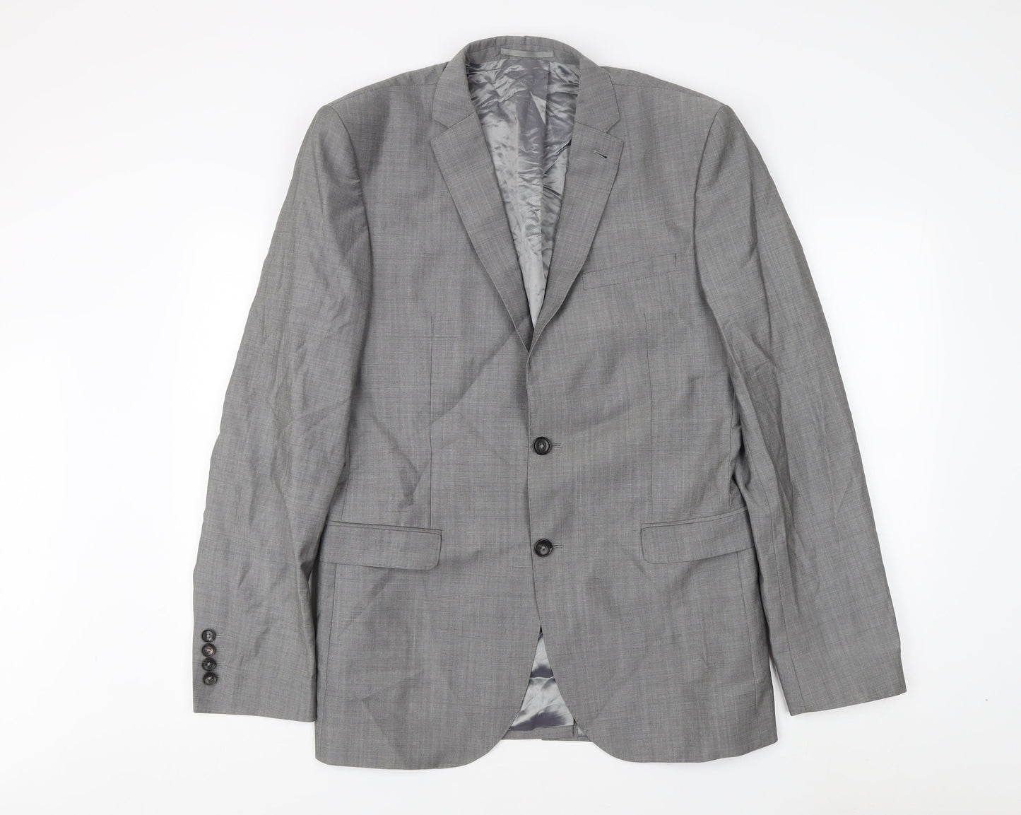 Next Men's Grey Check Blazer, 40 Long, Wool/Mohair
