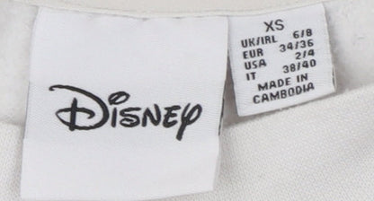 Preloved Disney Women's XS White Pullover Sweatshirt with Mickey Mouse Graphic - Detail