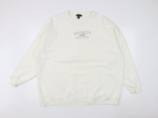 New Look Women's Ivory Graphic Sweatshirt - L