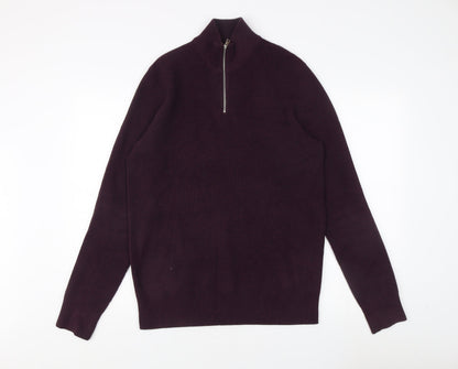 Marks & Spencer Men's Purple High Neck Jumper M